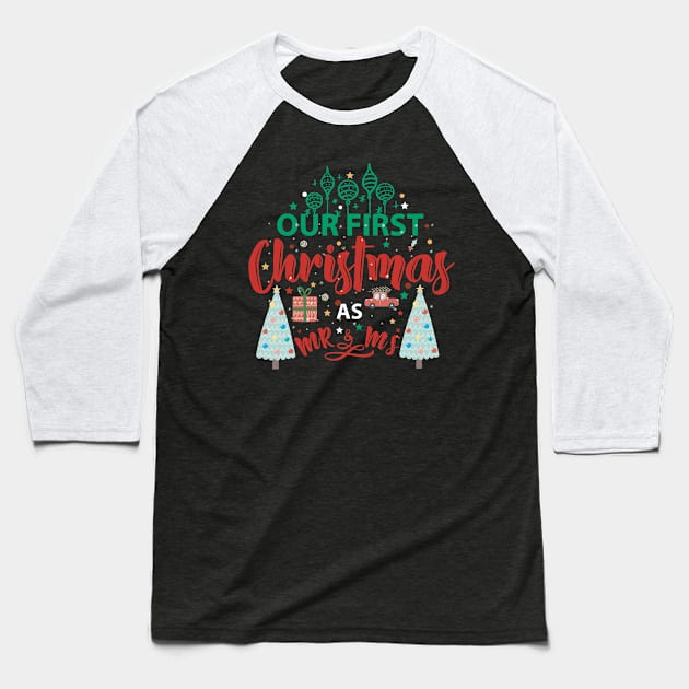 Cute Our First Christmas As Mr & Mrs Baseball T-Shirt by MZeeDesigns